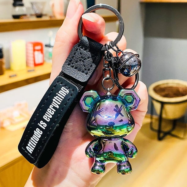 LLavero de oso con grafiti de dibujos animados acrílicos, colgante creativo para bolso de mujer, joyería, bonito llavero para teléfono móvil, coche, regalo de nacimiento de Navidad xuanjing unisex