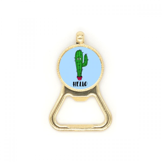 Hello Cactus Art Deco Fashion Beer Bottle Cap Opener Stainless Steel Key Chain