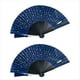 thumbnail image 1 of 2X Abanico Plegable CláSico de Seda Estrellada, Abanico de Mano Plegable de Bambú de Tela Japonesa China (Azul), 1 of 5
