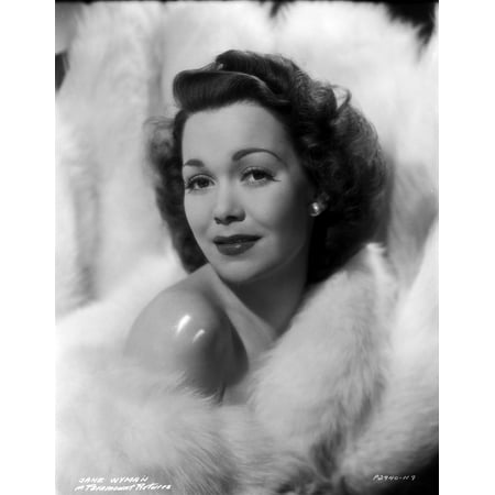 Jane Wyman Portrait in White Fur Pelt Boa on the Shoulders Photo Print