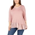 thumbnail image 1 of Blusa asimétrica NY Collection con dobladillo con volantes para mujer rosa 1X, 1 of 1