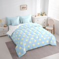 thumbnail image 3 of Homewish Teens Female Men Polka Dots Bedding Comforter Set 7 Pieces,Blue Yellow Full Bedding Set Lightweight,Minimalist Vintage Geometric Circle Fitted Sheet Flat Sheet,Super Cozy Room Decor, 3 of 8