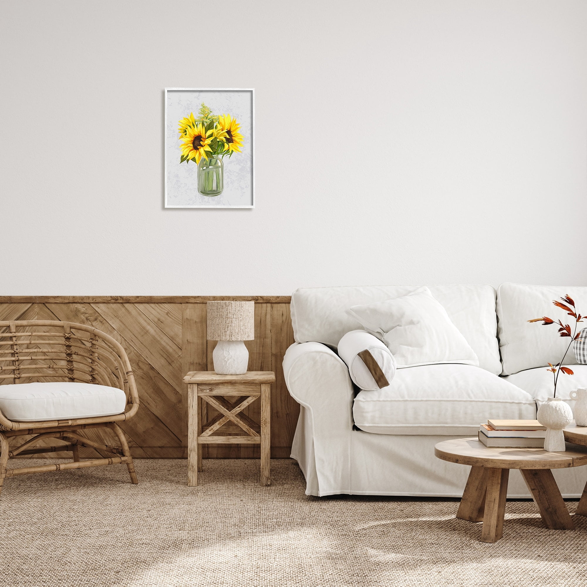 Stupell Industries Yellow Sunflower Blossoms Bouquet Blooming Country Petals Graphic Art White Framed Art Print Wall Art, Design by Ziwei Li