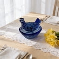 thumbnail image 7 of Glass Hen on Nest Candy Dish with Lid, Large Pedestal Chicken Glass Candy Bowl, Vintage Decorative Glass Jar for Snacks, Desserts, Cookies, Kitchen Home Office Tabletop Decor (Blue), 7 of 7