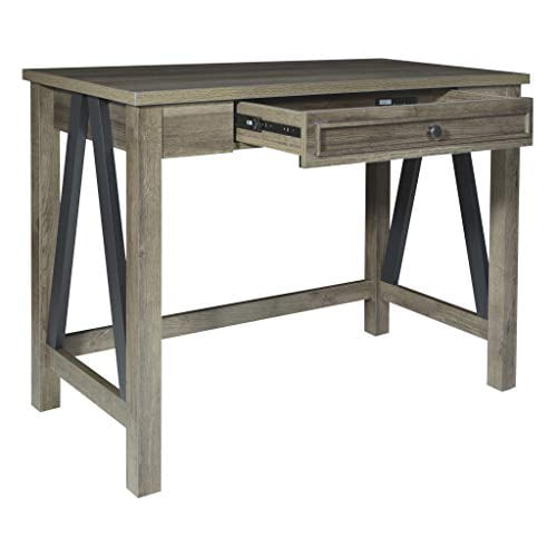 OSP Home Furnishings Braydon 42-Inch Wide Writing Desk, Grey Oak