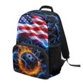 thumbnail image 2 of POLERO Waterproof School Backpack for Outdoor Hiking, Polyester Breathable Mesh Back Panel Travel Backpacks, Blue Lightning Bolt Print, 2 of 9