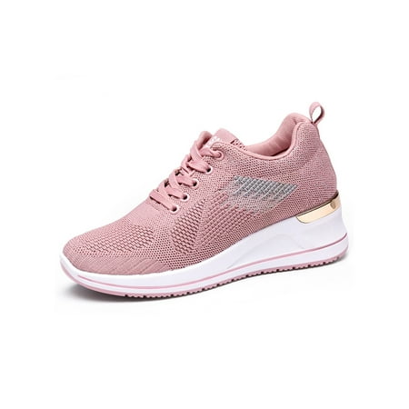 

Ymiytan Womens Comfort Walking Shoe Work Platform Sneakers Sports Slope Heel Casual Sneaker Pink 5