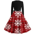thumbnail image 4 of Christmas Dresses for Women Women's Fashion Round Neck Casual Slim Christmas Printed Long Sleeve Dresses for Christmas Party,Red,5XL, 4 of 5