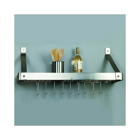 Old Dutch International Satin Nickel Bookshelf Pot Rack w/ Grid & Hooks