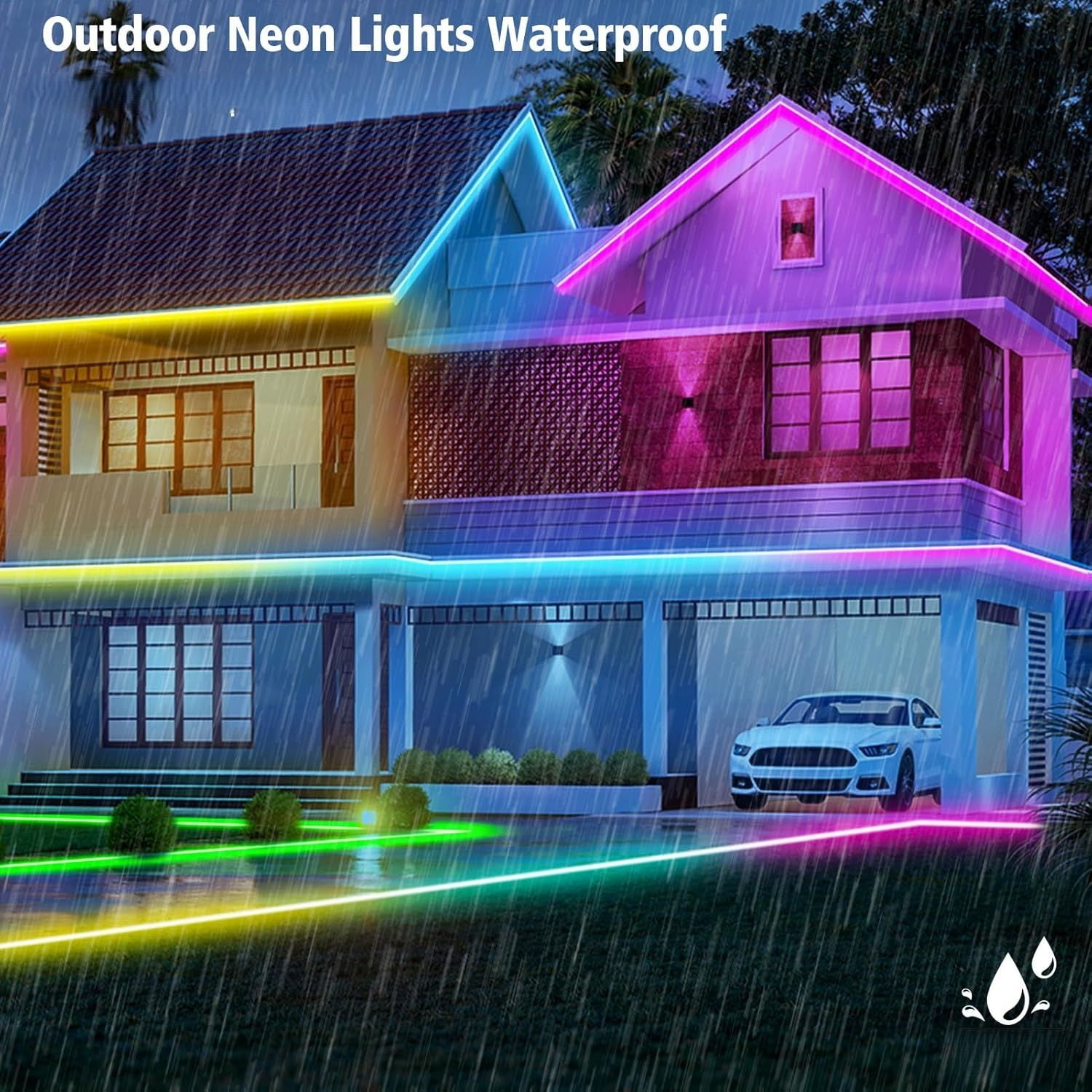 Neon Rope Lights , Flexible LED Strip Lights with App & Remote Control, Music Sync RGB Light Strip, IP65 Waterproof Rope Lights for Bedroom, Gaming Room, Party Decor