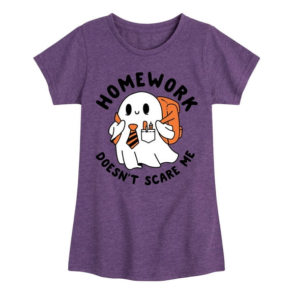 Instant Message - Homework Ghost - Toddler & Youth Girls Short Sleeve Graphic T-Shirt