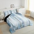 thumbnail image 3 of Manfei Ombre Blue Gray Full Size Comforter Sets, Vintage Abstract Artwork Bedding Comforter Set, Modern Oil Painting Bedding Sets, Super Cozy Room Decor, Reversible 3pcs, 3 of 8