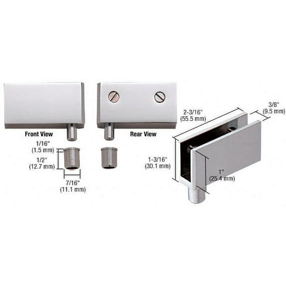 CRL EH324 Chrome Wide Glass Door Pivot Hinge - pack of 2