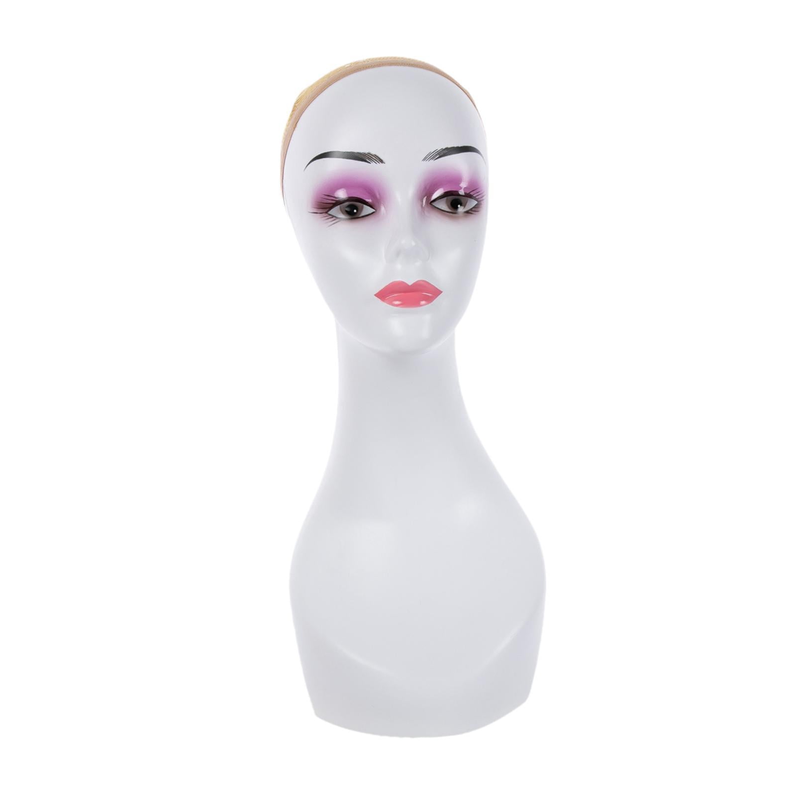 Stgfyxgs Bald Manikin Head with Shoulder Stable Base Stand Professional Manikin Head for Hats Beauty Accessories Jewelry Salon Violet Eye Shadow