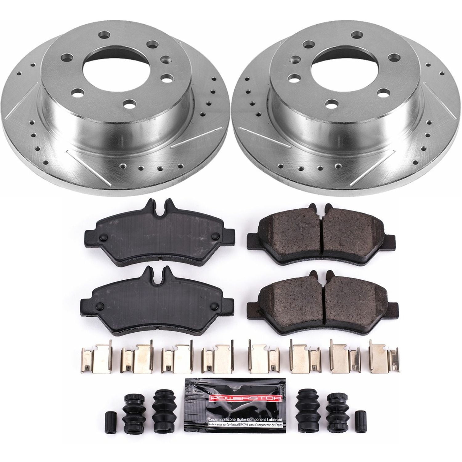 PowerStop Rear Z23 Evolution Sport Carbon-Fiber Ceramic Brake Pad and Drilled & Slotted Rotor Kit Fits: DODGE Select Models K6198