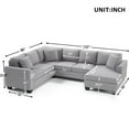 thumbnail image 7 of 110 Inch U-Shaped Sectional Sofa Couch, Convertible Sectional Sofa Set with Classic English Arm and 3 Pillows Modern Sleeper Sofa with Loveseat & Chaise & 3 Seat Sofa for Living Room, Light Grey, 7 of 7