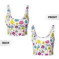 thumbnail image 5 of Haiem Doodle Fruits Pattern Womens Sports Bra - U Neck Padded Low Impact Yoga Bra Workout Crop Top Gym Moisture-Wicking Workout Vest -Small, 5 of 9