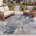 thumbnail image 4 of SAFAVIEH Cabana Salima Botanical Indoor/Outdoor Area Rug, Ivory/Navy, 6'5" x 6'5" Square, 4 of 12