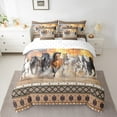 thumbnail image 2 of jejeloiu Vintage Aztec Geometric Bedding Comforter Set 7-PieceFarm Aniaml Horse King Bedding Sets,Brown White Bed Sheets,Breathable Room Decor Reversible, 2 of 8