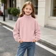 thumbnail image 5 of Hzzrkos Girls Corduroy Mock Neck Sweatshirt Long Sleeve Casual Pullover Tunic Top Soft Textured Shirt with Side Slit Hem Relaxed Daily School Travel Wear Pink, 5 of 8