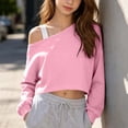 thumbnail image 4 of Girls off Shoulder Cropped Sweatshirt, Oversized Drop Shoulder Long Sleeve Pullover Tops for Loungewear Casual Daily Streetwear Boys Fleece Oversized Hoodies Sweatshirt 5-6Y, 4 of 9