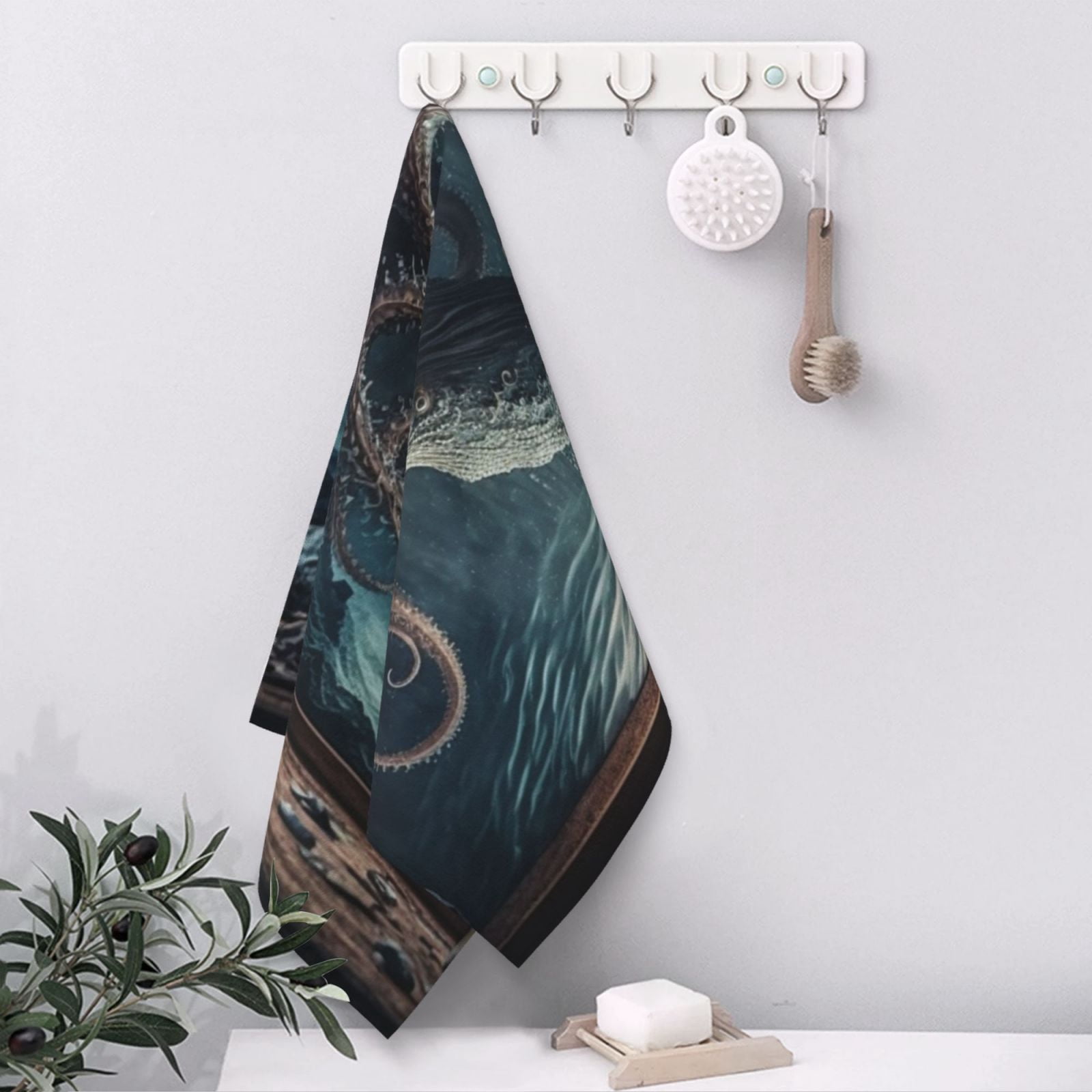 Octopus Kraken Monster Vintage Cool 27.5" x 16" Ultra Soft Hand Towel, Face Wash Cloth for Bathroom, Gym, Travel, Pool