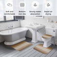 thumbnail image 5 of Brown Beige Bath Mat 3 Piece Bathroom Rug Set, Farmhouse Vintage Gradient Wooden Grain Non Slip Bath Rug Contour Mat and Toilet Lid Cover, Absorbent Shower Mats Soft Bath Rugs and Mats Sets, 5 of 8