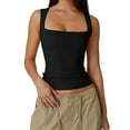 thumbnail image 5 of ZenCart Summer Vest Women Solid Color Square Collar Slim Fit Tank Top Wide Shoulder Straps Breathable Vest Daily Wear, 5 of 8
