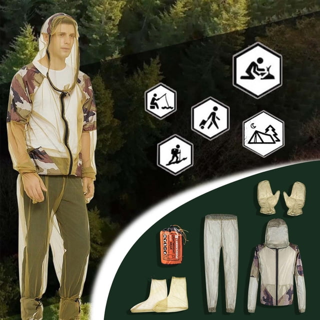 Ganfancp Capucha Mosquitera Repelente Ropa a Prueba de Insectos Conjunto de Protección Al Aire Libre Ofertas Del Día 1 Conjunto de Ropa a Prueba de Insectos