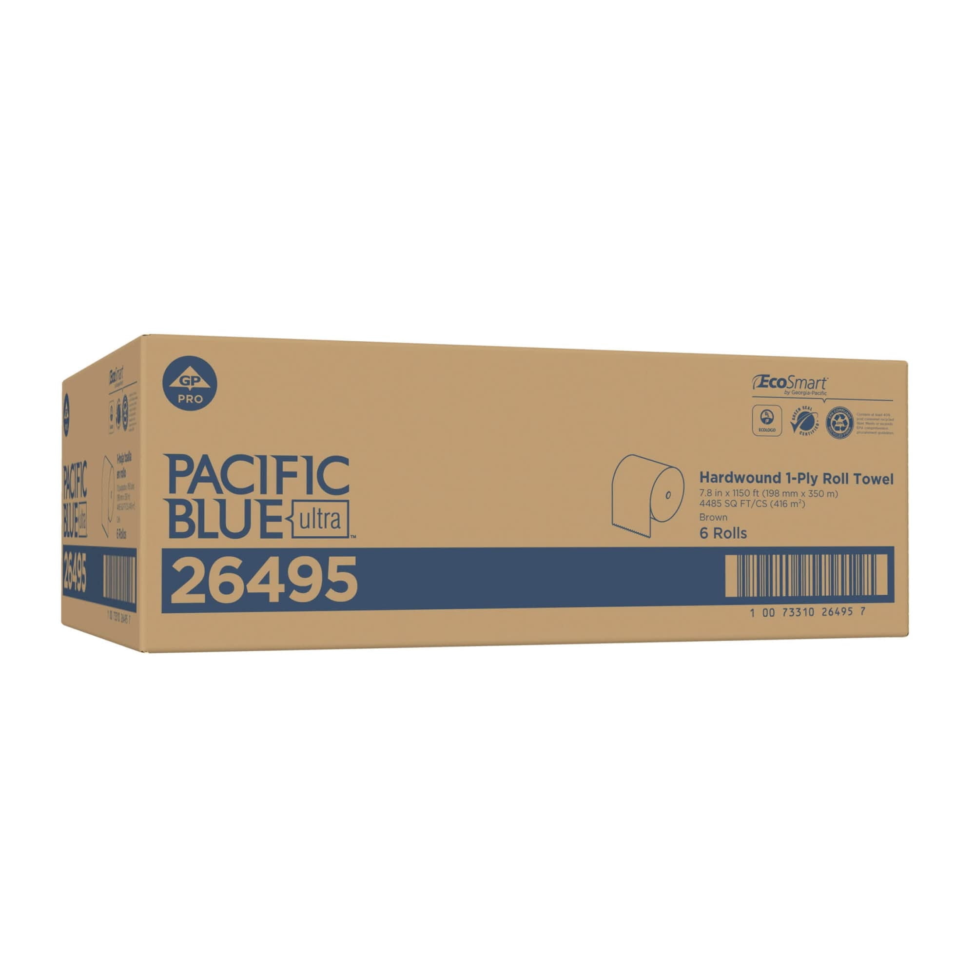 Pacific Blue Ultra by GP Pro High-Capacity Paper Towels, 100% Recycled, 7-7/8" x 1,150', Brown, Case Of 6 Rolls