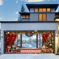 thumbnail image 4 of 16X7FT Christmas Garage Door Decorations Winter Christmas Wooden Window Decoration Kids Door Cover Farmhouse Snow Pine Tree Party Decor Birthday Banner Cabin Xmas Photo Background Photography Backdrop, 4 of 5