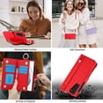 thumbnail image 4 of ELEHOLD For Samsung Galaxy S21 Phone Case Leather Crossbody Zipper Card Wallet Flip Case Kickstand Cover, with Ring Holder,Full Body Protection-Red, 4 of 7