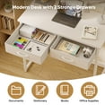 thumbnail image 4 of Pinmoco Writing Desk with 2 Fabric Drawers& Hanging Hook, 32 Inch Computer Desk Study Table Vanity Desk for Small Spaces, Home Office, White, 4 of 8