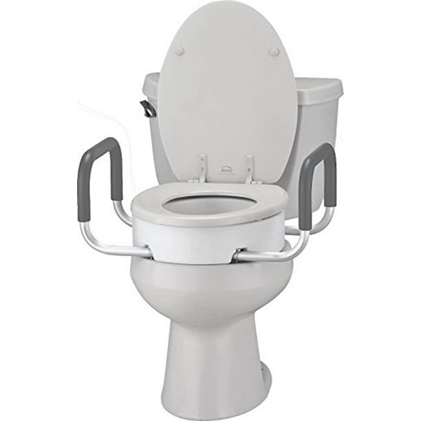 NOVA Medical Products Toilet Seat Riser with Arms, Elongated, White, 3.