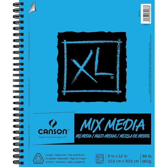 Canson XL Mix Media Pad,9""X12"" Side Wire 2-Pack