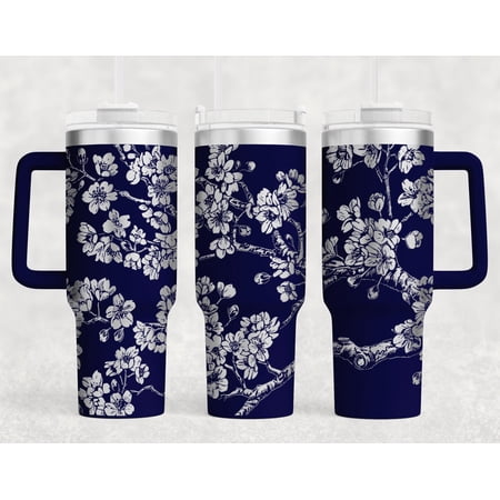 Star Mug Sakura Tumbler Wrap : Japanese Floral Art, 40Oz Design - Tumbler With Handle, To-Go Coffee Mug 40oz
