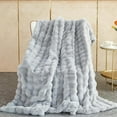thumbnail image 2 of SHANNA Rabbit Plush Faux Fur Throw Blankets, 1000GSM Soft Warm Thick Cozy Throws, Double Sided Fluffy Plush Blanket for Sofa Couch Bed Living Room in Fall Winter, 2 of 11