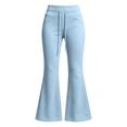 thumbnail image 3 of HomeDM Women's Sweat Pants Flare Leg Sweatpants for Lounge Yoga Light Blue Drawstring Elastic Workout Active Wear Bootcut Size L, 3 of 7