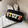 thumbnail image 3 of Estuche de Maquillaje Hugtrwg para Mujer con parches letras negro, 3 of 9