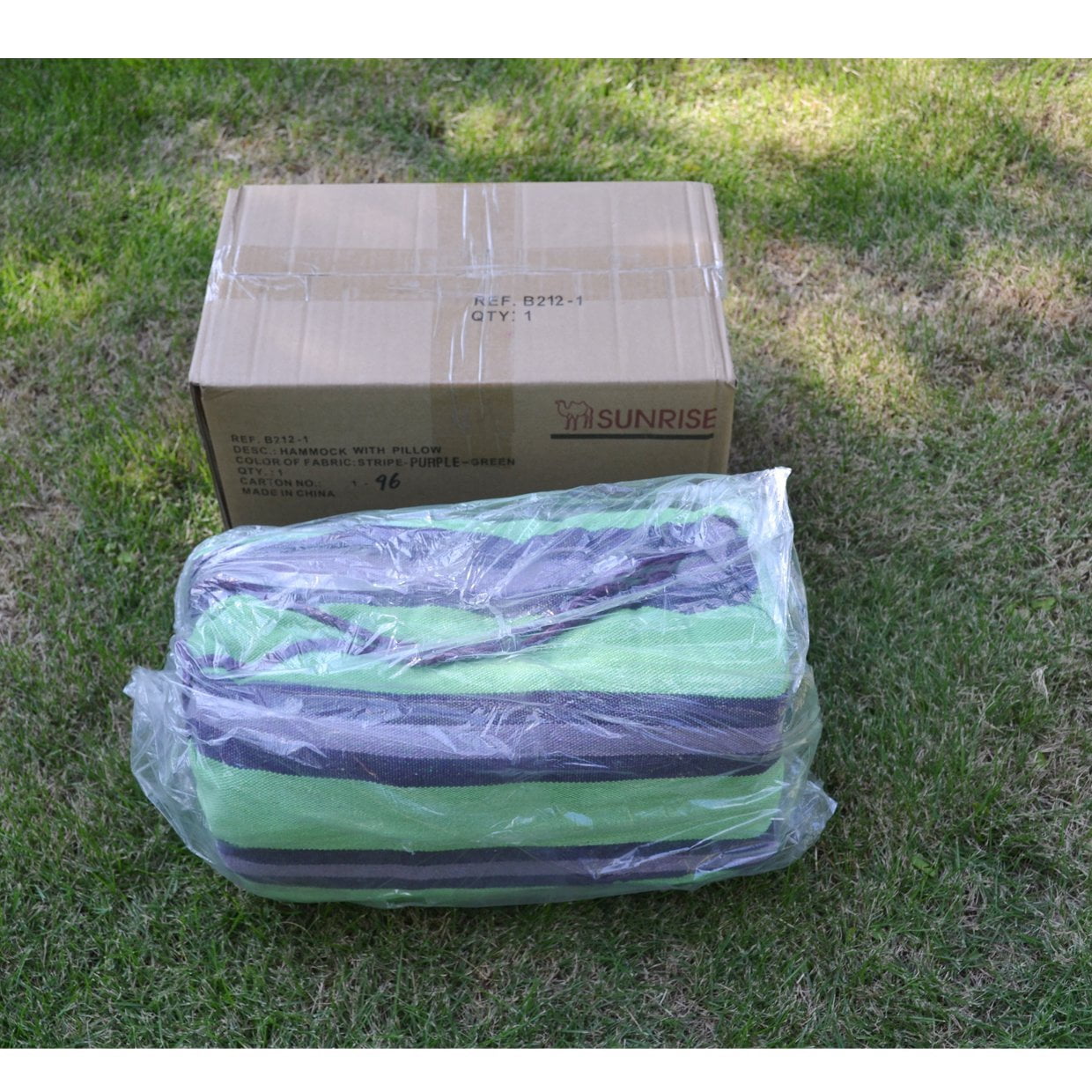 Sunny PURPLE GREEN Hammock Double Size Quilted Fabric Heavy Duty Sleep Bed W/Pillow no wooden stick