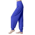 thumbnail image 4 of gbyLJF Womens Modal Cotton Soft Yoga Sports Dance Harem Pants Elastic Waist Lightweight Comfy Workout Yoga Pants Blue S, 4 of 5