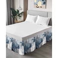 thumbnail image 4 of Abstract Art Bed Skirt Queen Size 18" Drop Gradient Dark Blue Vintage Minimalist Ruffled Wrap Around Bed Skirts Adjustable Elastic Bedskirt Dust Ruffle for Queen Size Bed, 4 of 7