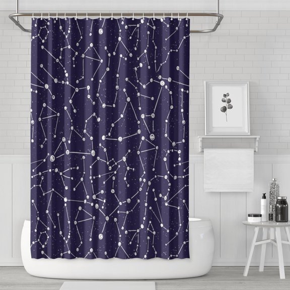Space Theme Shower Curtain Galaxy Astronaut Planet Waterproof Bathroom Drape Fade-Resistant Fabric with Hooks 72x72 Inches