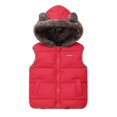 thumbnail image 3 of GYRATEDREAM Toddler Boys Girls Hooded Puffer Vest Padded Warm Winter Jacket Lightweight Sleeveless Bear Ears Zipper Up Coat for 1-2Y Red, 3 of 6