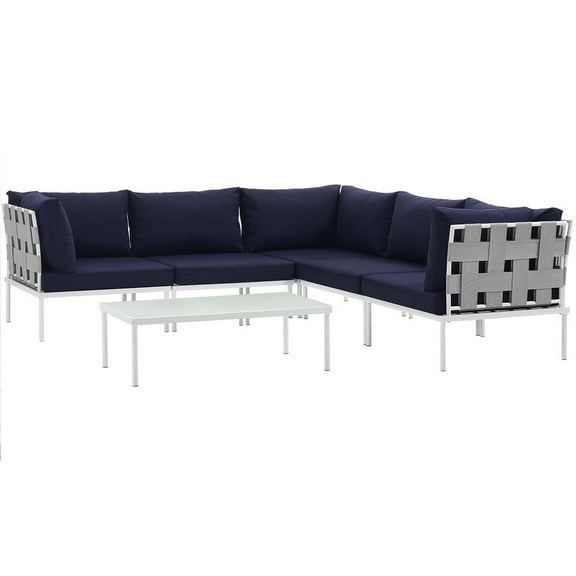 Modway Harmony 6 Piece Outdoor Patio Aluminum Sectional Sofa Set, Multiple Colors