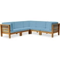 thumbnail image 1 of Oana 5-Seater V-Shaped Sectional Sofa Set with Cushion Teak/Blue, 1 of 19