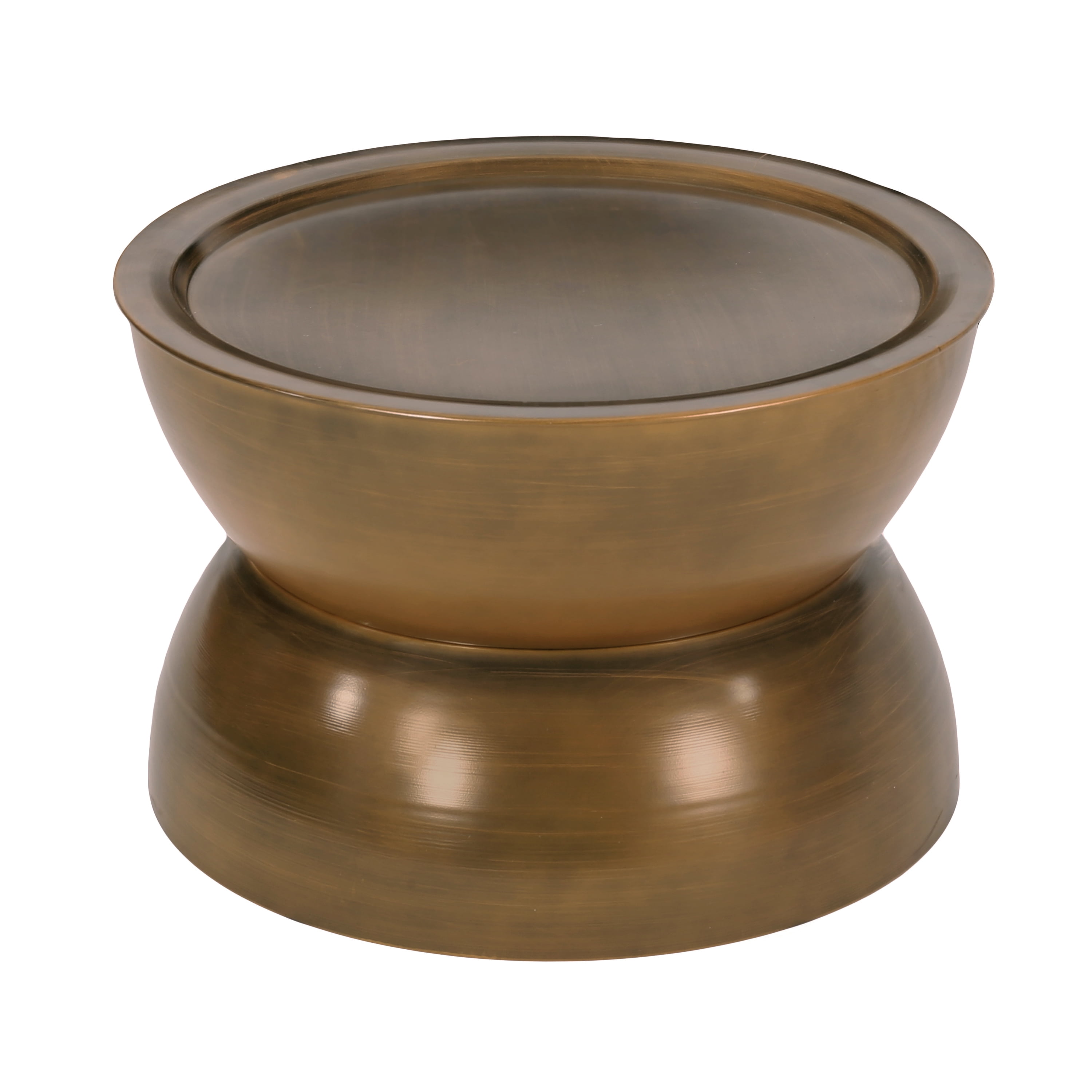 Noble House Manville Metal Hourglass Coffee Table, Brushed Antique Gold