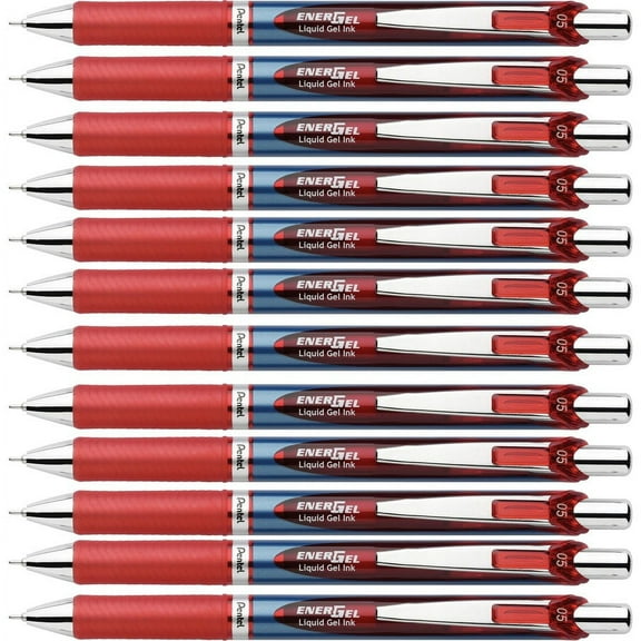 Pentel Needle Tip Liquid Gel Ink Pens - Refillable - Retractable - Red Liquid Gel Ink Ink - 12 / Box | Bundle of 2 Boxes
