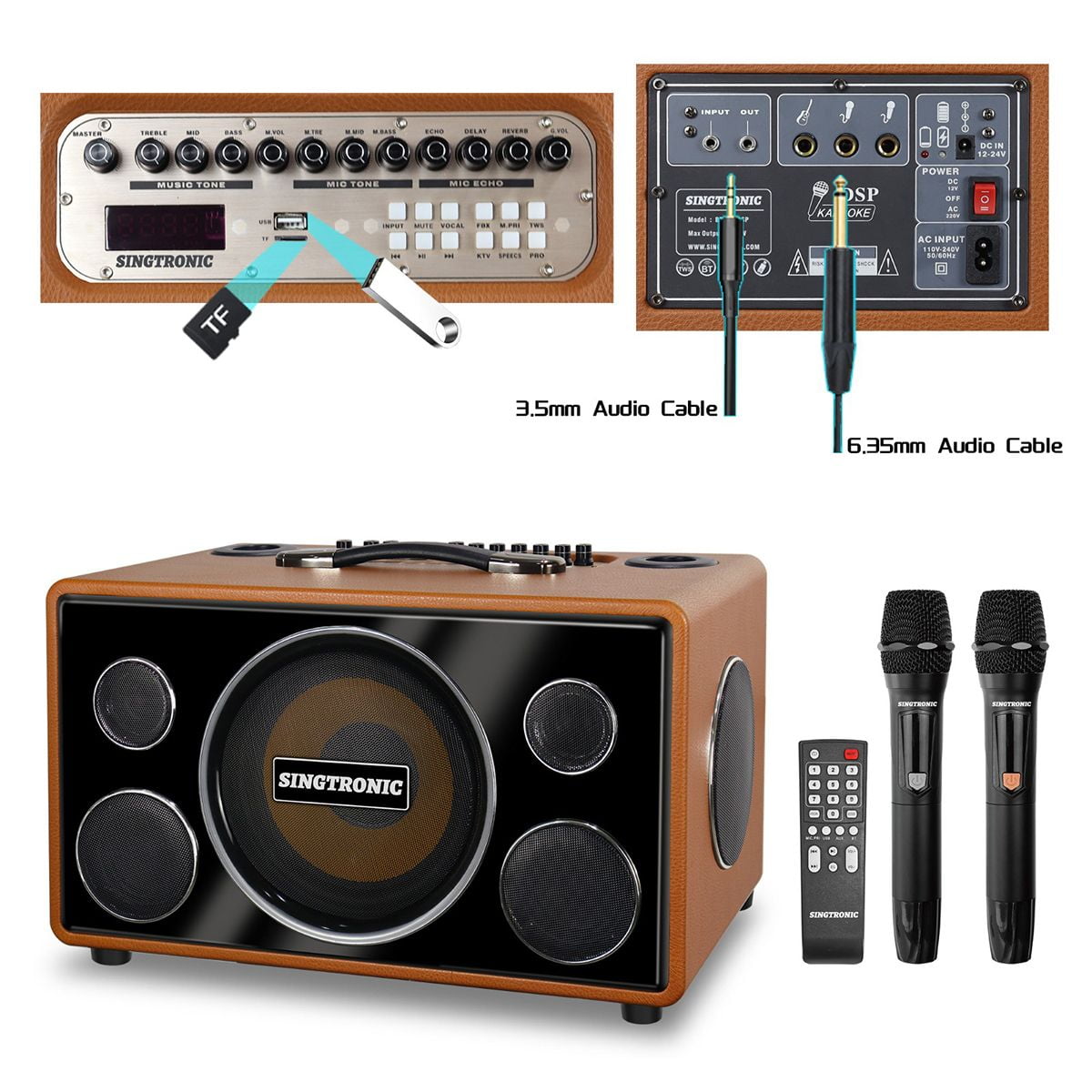 Singtronic BT-800DSP Professional 800W All-in-One Karaoke Machine with 2 Microphones, Bluetooth Speaker with Built-in DSP