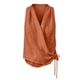 thumbnail image 7 of Womens Tank Tops Side Tie V Neck Loose Fit Cotton Sleeveless Shirts Casual Summer Orange Halter Tops for Women, 7 of 7